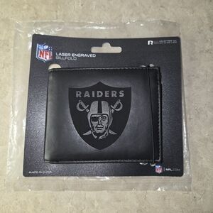 NFL Las Vegas Raiders Black Laser Engraved Billfold Wallet